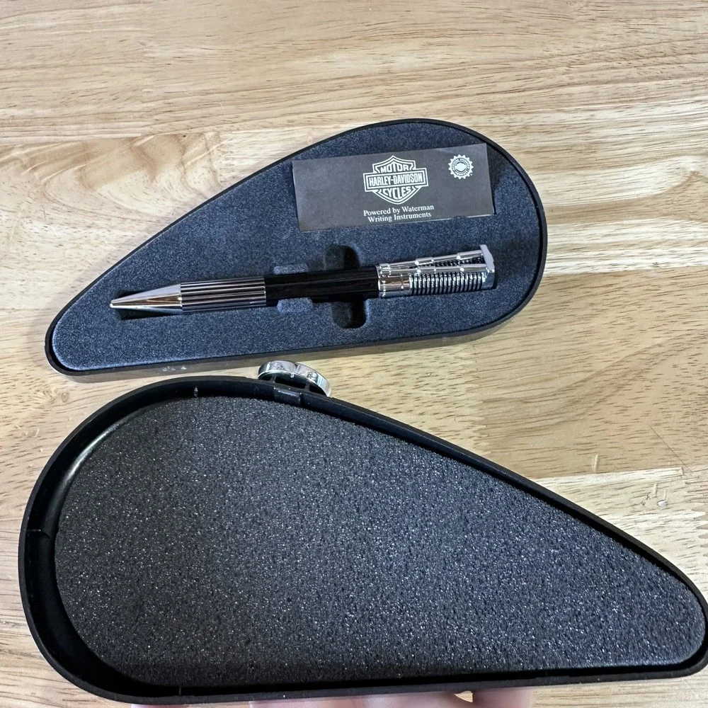 Harley Davidson Waterman Ballpoint Pen Black Gas Tank Case Writing Instrument